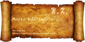 Maitz Kálmán névjegykártya