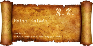 Maitz Kálmán névjegykártya
